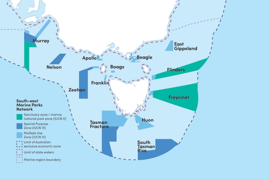 Map of the south-east marine park network