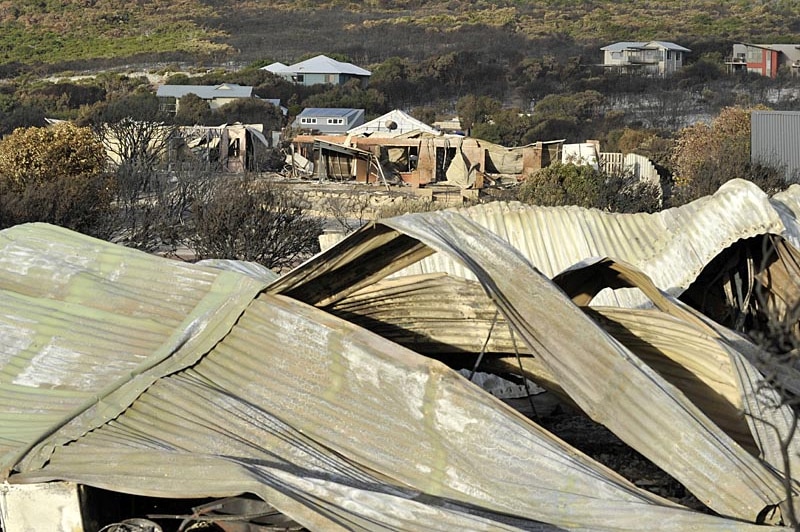 Property burnt by fires which raged throughout the Western Australian towns of Prevelly and Gnarabup on November 25, 2011.