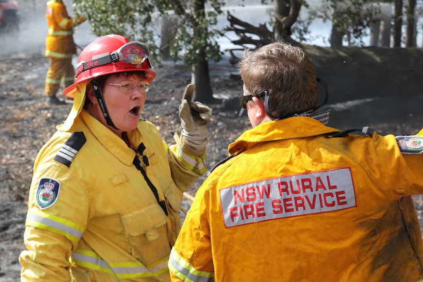 Captain Carole leads her team from the Wongarbon Bushfire Brigade