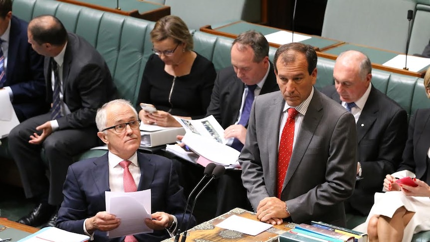 Malcolm Turnbull and Mal Brough in Parliament