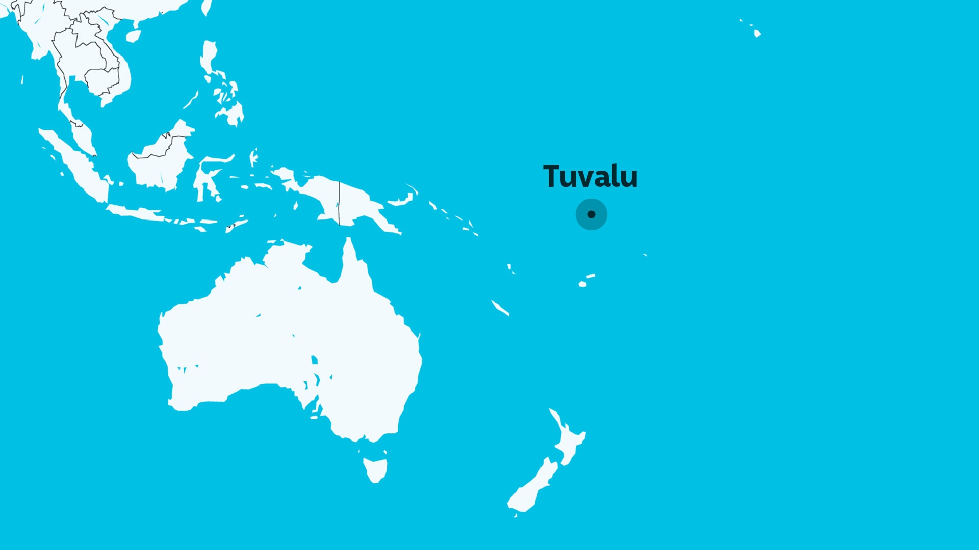 A map of Tuvalu's location in relation to Australia.