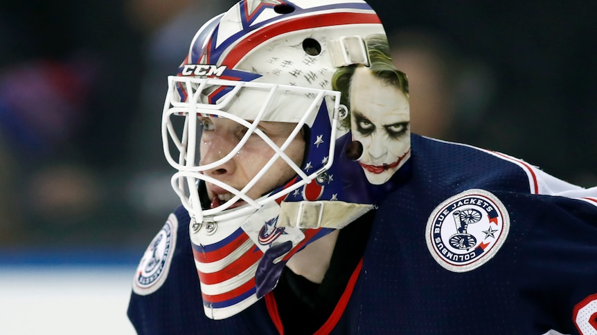 Columbus Blue Jackets goaltender Matiss Kivlenieks (80) is shown during the second period of an NHL hockey game in New York.