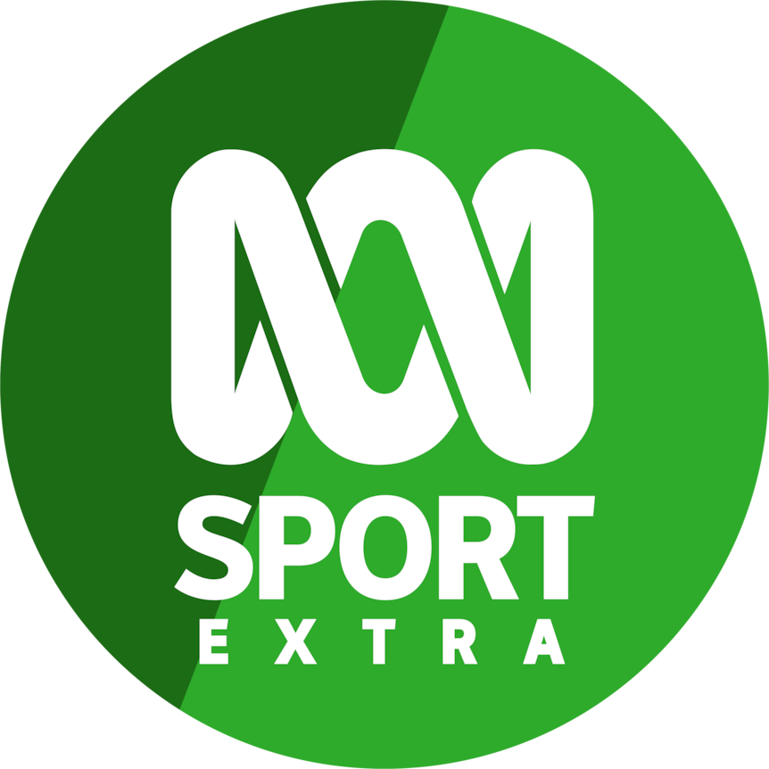 Dark green and light green in a circle with the ABC logo in white and words Sport Extra