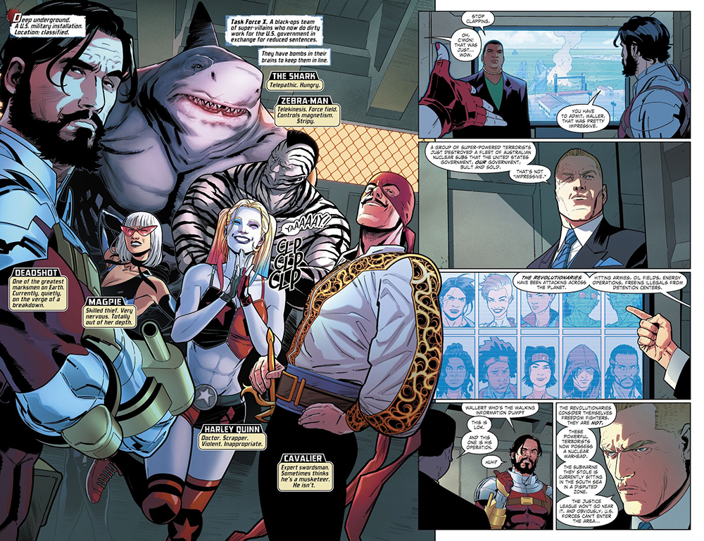 Pages from a Suicide Squad comic book.
