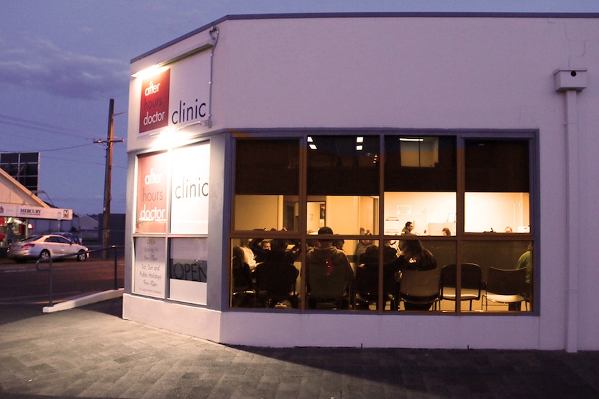 Patients wait at an after hours clinic