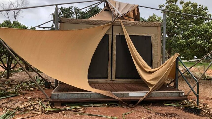 A collapsing safari tent.