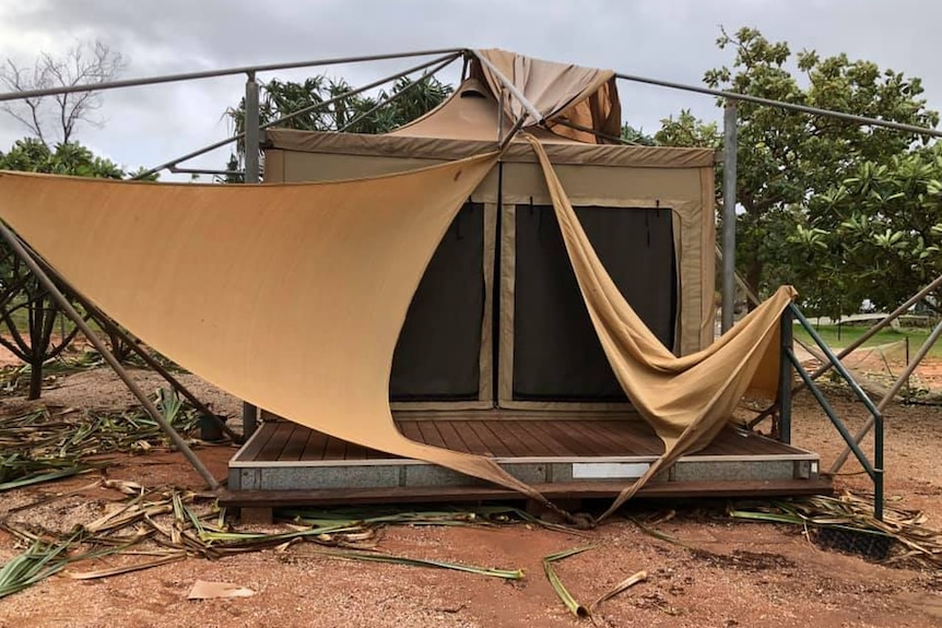 A collapsing safari tent.