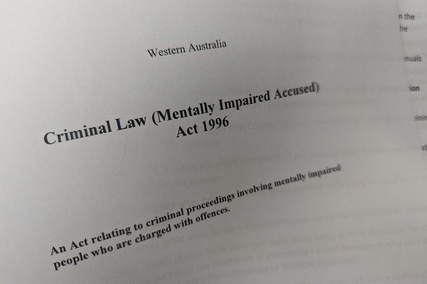 A photograph of a title page of the Mentally Impaired Accused Act.