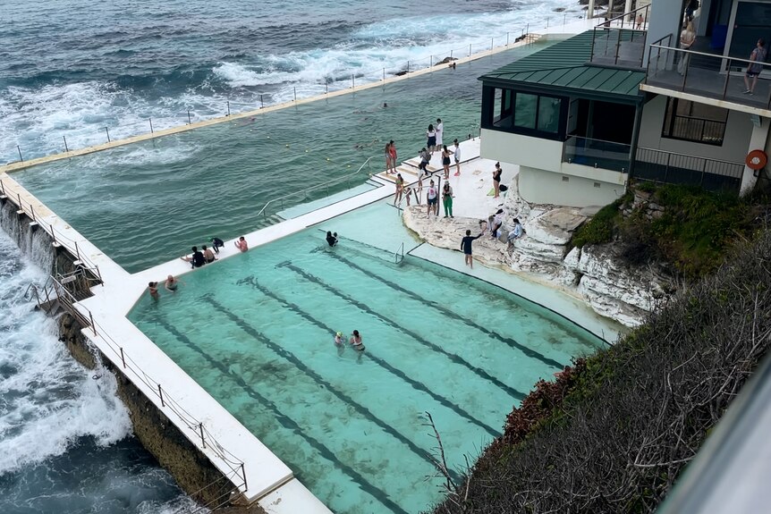 An ocean pool seen from above