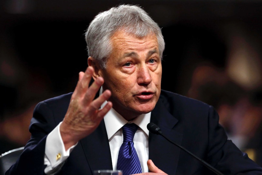 Chuck Hagel at senate confirmation hearing.