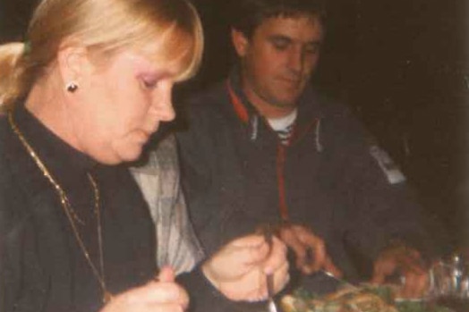 Fay Spear and Graeme Jensen share a meal together.