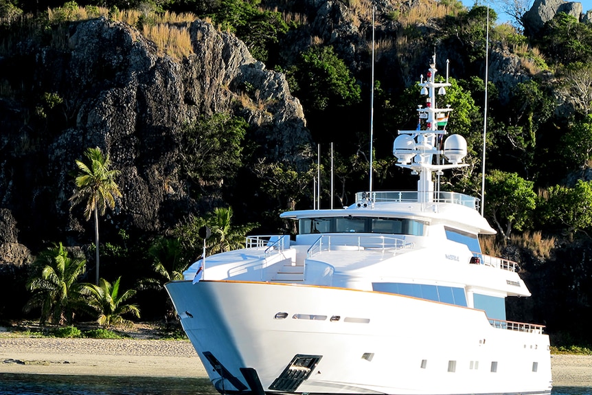 A luxury yacht is taking on water on the NSW mid north coast.