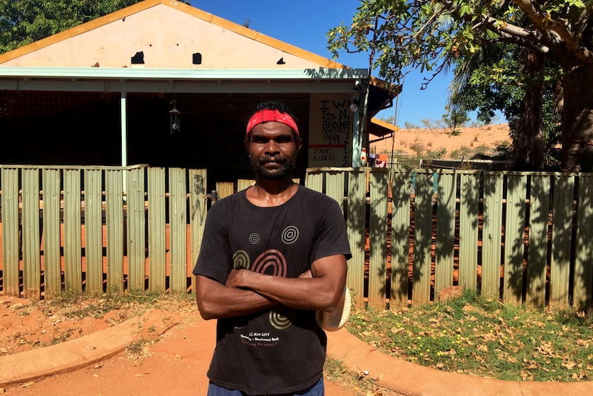 Mallingbarr community Chairman Billy Ah Choo stands outside a house in Kennedy Reserve, Broome.