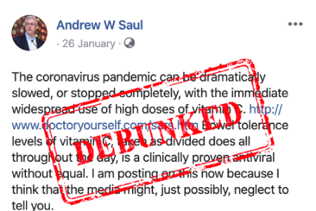 Facebook post spruiking vitamin C as a coronavirus cure