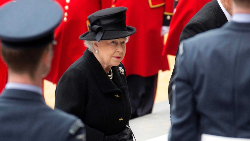 Queen Elizabeth arrives at Margaret Thatcher's funeral