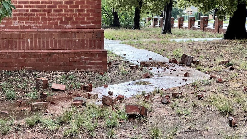 Bricks and rubble on the ground