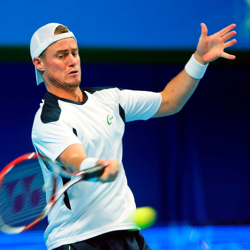 On the march ... Lleyton Hewitt beat Jarkko Nieminen in three sets.