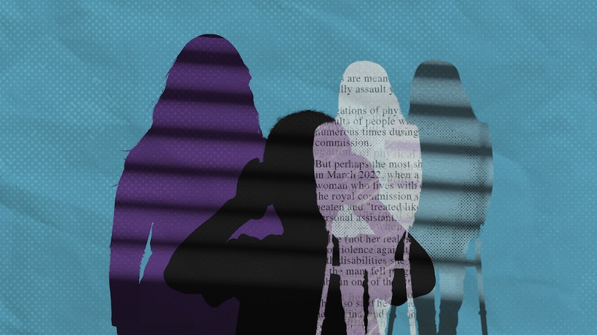 Silhouettes of a four people with disability against a teal background