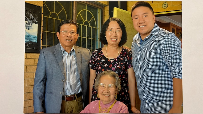 Chau with his mother-in-law, wife Trang and son Daniel. 