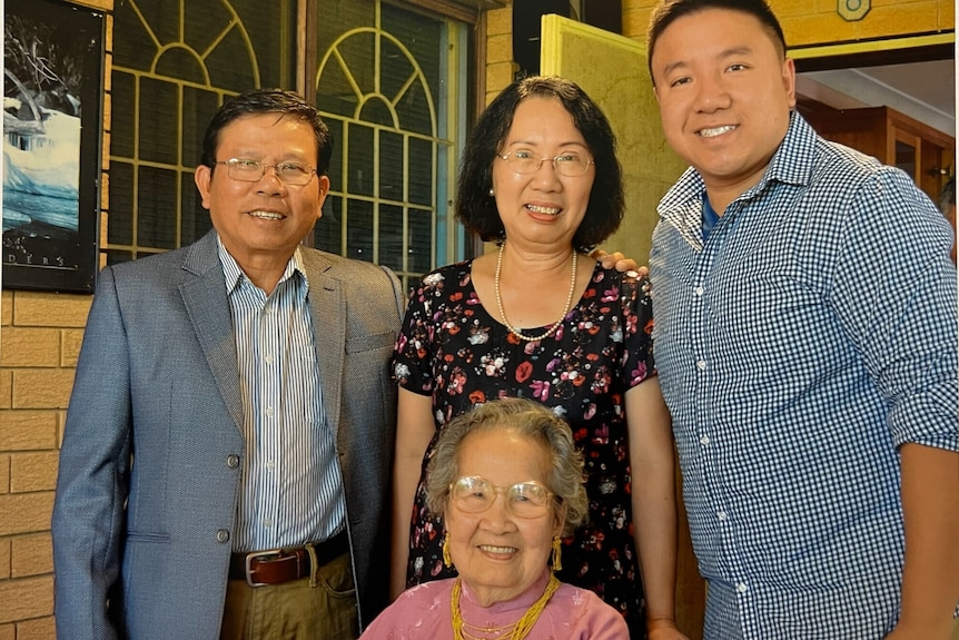 Chau with his mother-in-law, wife Trang and son Daniel. 