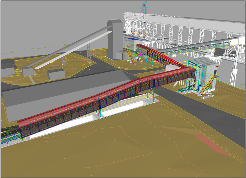 An artists impression design of conveyor belts connecting 