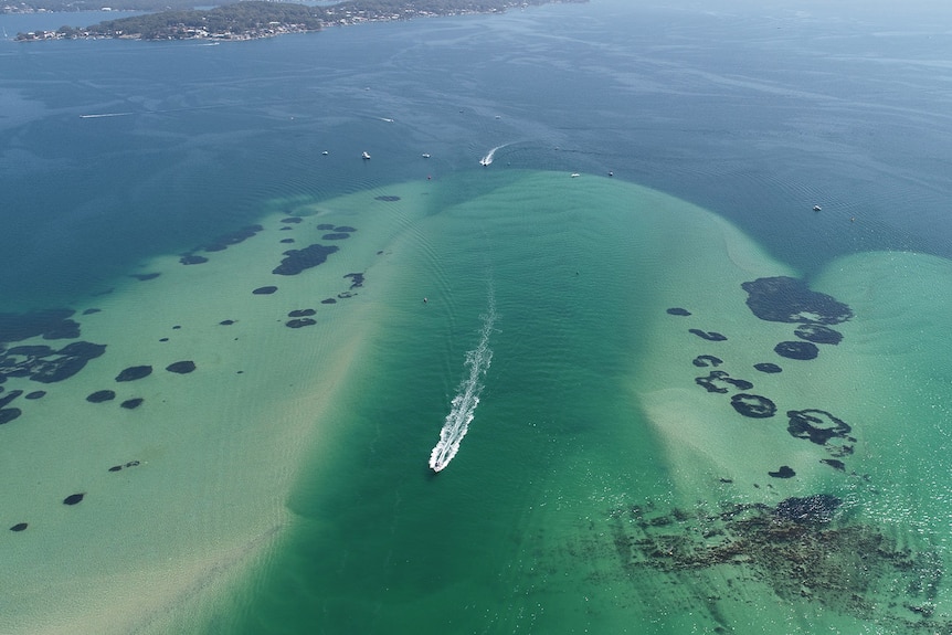 Aerial image shows the end of the 'drop over' section of the Swansea Channel