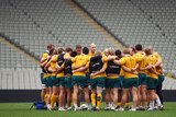 Wallabies players huddle