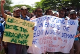 PNG students, unions and church members gathered to protest at the deferment of national elections.