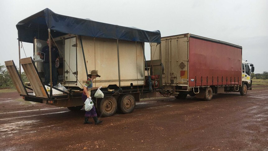 A truck and trailer on an outback dirt road
