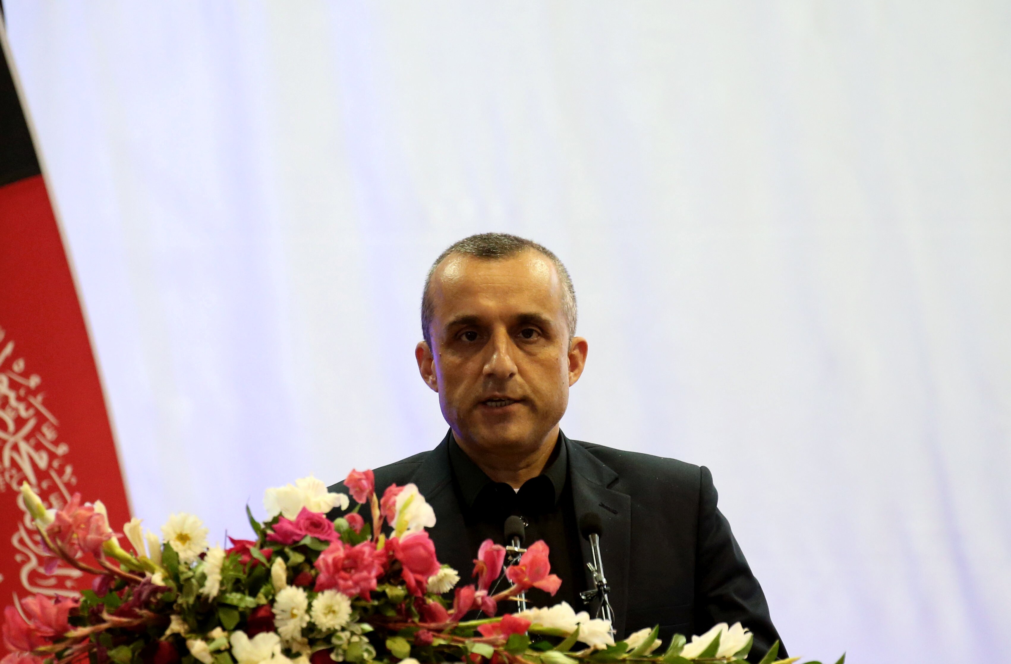 Afghan First Vice President Amrullah Saleh speaks during his election campaign in 2019.