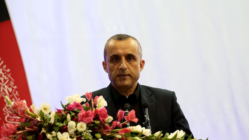 Afghan First Vice President Amrullah Saleh speaks during his election campaign in 2019.