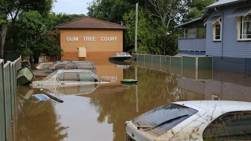 A house in Gum Tree Court inundated with water.