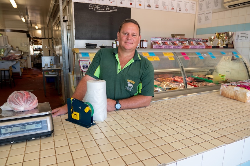 Calvin Gallagher at his family-run butcher shop in Normanton