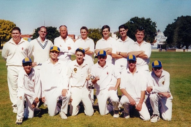 Lachy Patterson stands with his cricket team back in 1999.