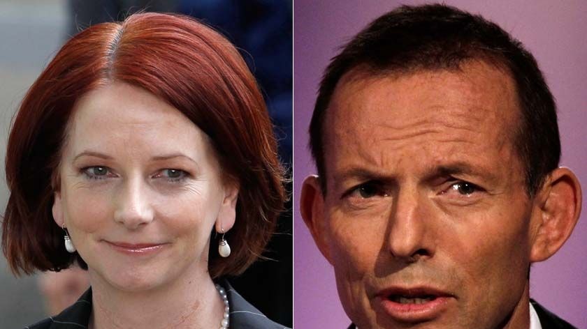 Prime Minister Julia Gillard (left) and Opposition Leader Tony Abbott (right)