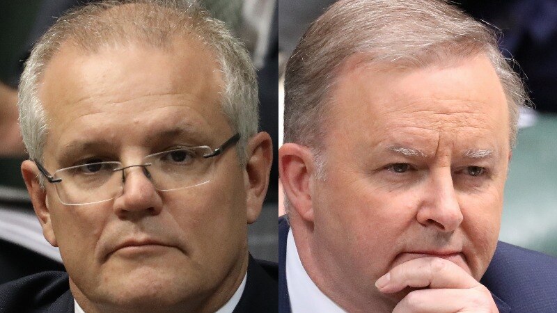 A photo composite of Scott Morrison and Anthony Albanese