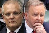 A photo composite of Scott Morrison and Anthony Albanese