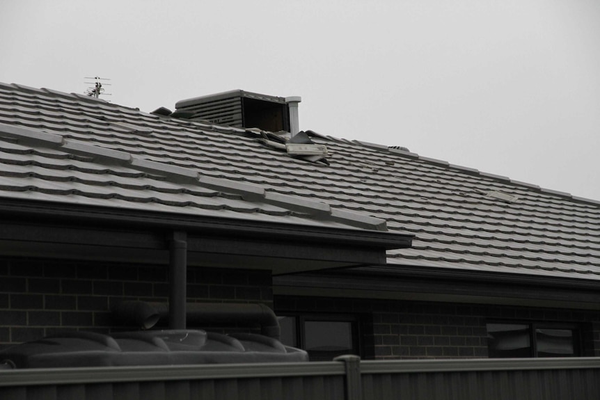 A roof with damage.