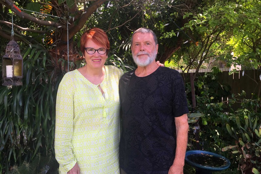 Bryce and Barbara Gaudry in the garden of their Newcastle home.