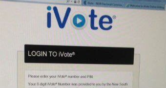 A screenshot of the iVote login screen.