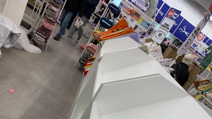 empty shelves in a store