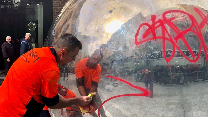Mall's Balls vandalised in Adelaide city