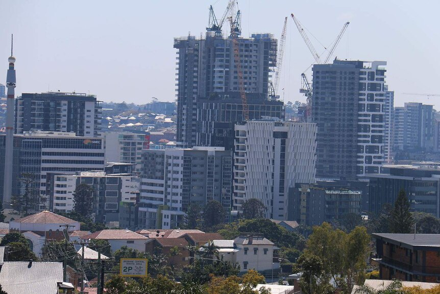 Brisbane skyline from Dornoch Terrace at West End in August 2017.