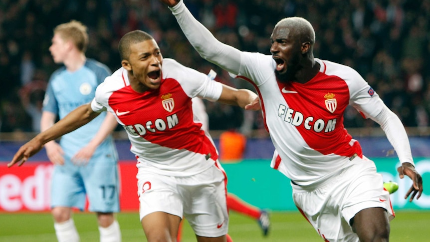 Monaco's Bakayoko celebrates winner against Manchester City