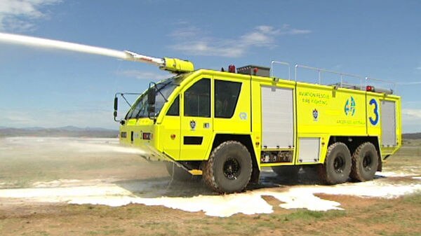 Canberra Airport unveils one of its new $1m fire trucks.