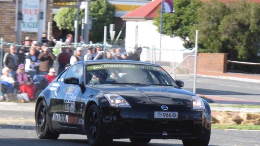 A Targa Tasmanian entry competes in the George Town prologue, 2009