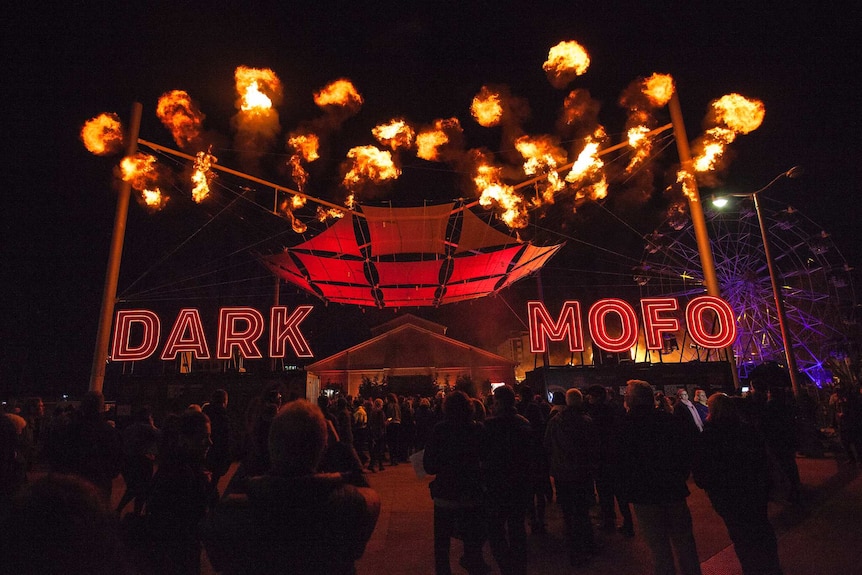 The entrance to Dark MOFO's winter feast in Hobart's CBD