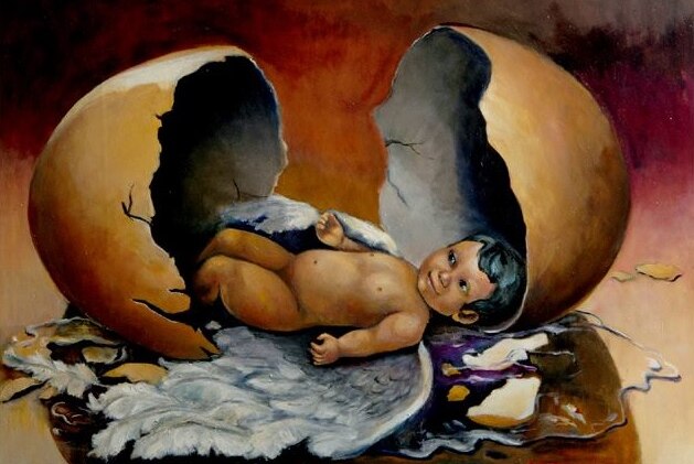 A painting by Faisal Rusdi called Reincarnation Oil..