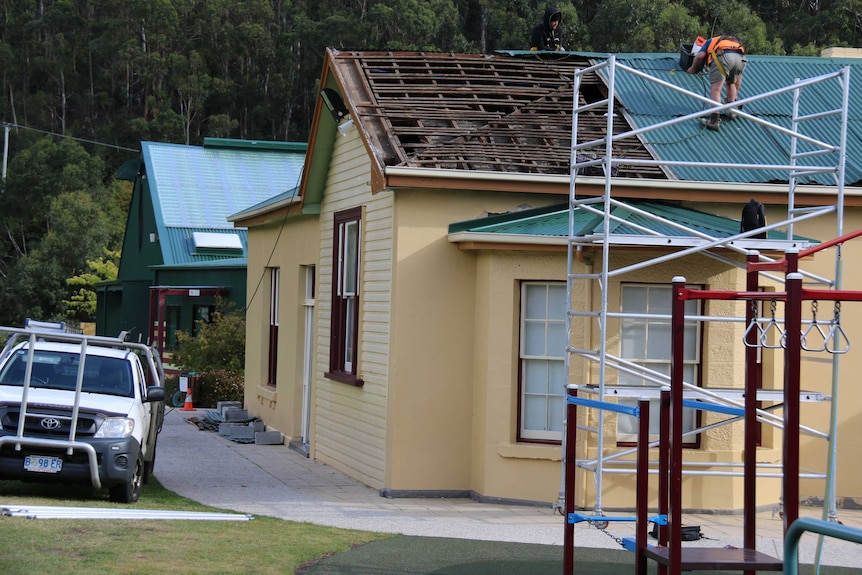 Damage to St Michael's Collegiate School in South Hobart
