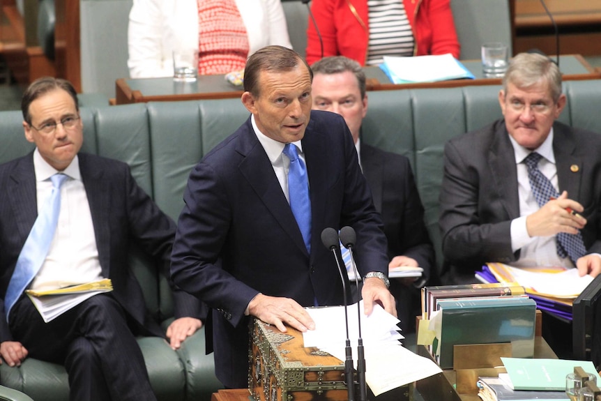 Prime Minister Tony Abbott introduces the carbon tax repeal bill to the House of Representatives.